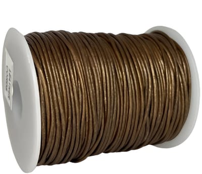 Leren Koord Rond, 50 m x 1 mm - Rond Lederen Koord, Voor Halskettingen, Armbanden, Sieraden, Knutselkralen en Veters (Metallic Tamba)