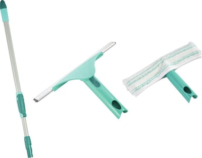 Leifheit set raamreiniging met telescoop steel 80 - 135 cm - Inwasser - Powerslide m - Click Cystem
