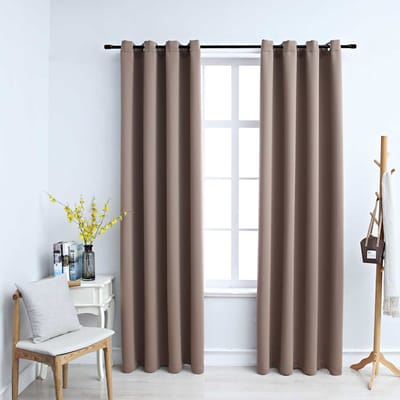 vidaXL - Gordijn - verduisterend - met - metalen - ringen - 2 - st - 140x225 - cm - taupe