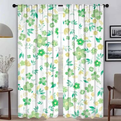 Bloemen Tinten Halloween Decoratie Moderne Woonkamer Gordijnen voor Camera Scheidingswand Verduisterend Gordijn Tule voor Slaapkamer Keuken W60xH90cmx2pcs-CL