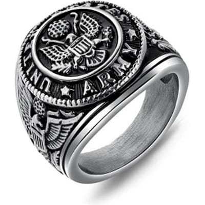 Vintage US Army Militaire Ring Heren Goud/ Kleur RVS US Army Ring Marine Corps Arend Ring Mannelijke Mode Sieraden 7 black