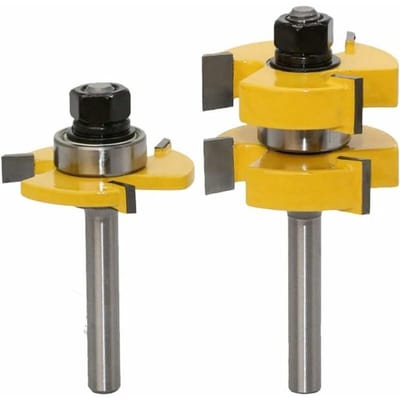EXCITAT Groeffreesset met 3 tanden - T-type freesset - Houtbewerkingsgereedschap - 8 mm schacht - Voor doe-het-zelf CNC-freesmachines, trimmers en houtbewerkers - Set van 2