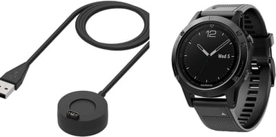 Strap-it Siliconen sport band + Oplader - geschikt voor Garmin Fenix 5 (Plus) - Fenix 6 (Pro) - Fenix 7 (Pro - Sapphire - Solar) / Fenix 8 - 47mm / Fenix E - Garmin Epix (Pro) Gen 2 - 47mm - Quickfit 22mm band - Horlogeband - Zwart