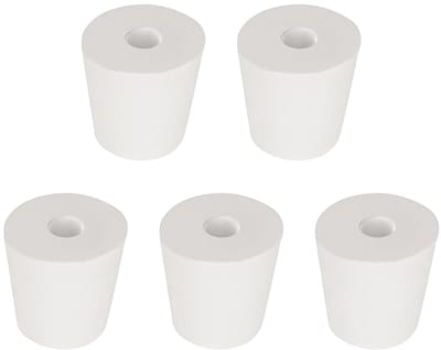 Rubber Stopper - Enkel gat - Laboratorium sluiting - Conisch ontwerp - 5 stuks - Wit