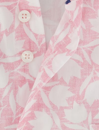 Overhemd geprint roze eden vally korte mouw met borstzak