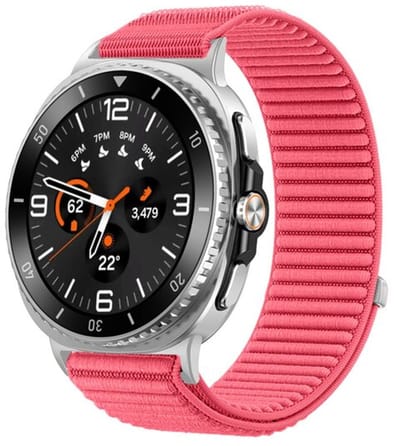 By Qubix - smartwatch bandje - Compatible Samsung bandje - Nylon ribbelbandje - Roze - Geschikt voor Samsung Galaxy Watch 9 (40/44mm) - Watch 8 (40/44mm) - Watch 8 Classic (46mm)