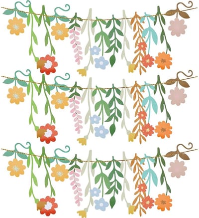 Dailygoods- Bloemslinger Kleurrijk Ontwerp - Feest Decoratie - Dubbelzijdig Bedrukt - Wilde Bloemen - Blad Accent - 15,7 ~ 34 cm Lang - Feestdecoratie