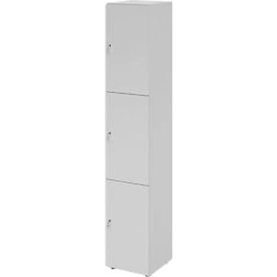 Topas Line lockerkast, 6 dossierhoogtes, 3 vakken, cilinderslot, B 400 x D 420 x H 2156 mm, grijs/grijs