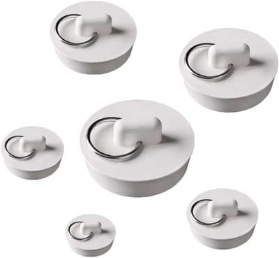 Set van 6 Rubber Stoppen voor Wastafels en Badkuipen - Universele Afvoerstopper met Ophangring in Diverse Maten voor Badkamer en Keuken