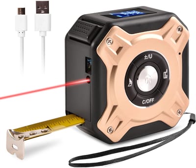 2-in-1 Laserafstandsmeter met Meetlint - 40 Meter Laser - 5 Meter Meetlint - USB C Oplaadbaar - IP65 Waterdicht - 4 Meetmodi - Digitale Afstandsmeter Buiten - LCD Display