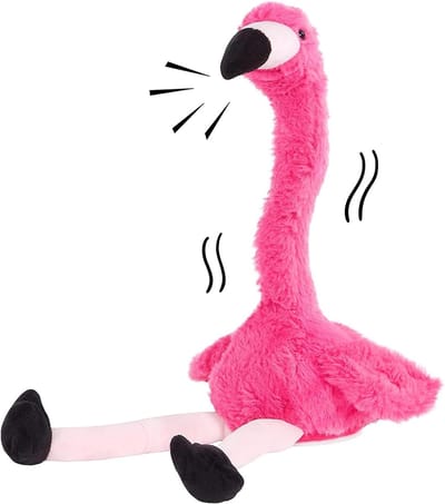Pratende Flamingo Knuffel - Elektrisch Speelgoed Dier - Kinderen Amuseren - Herhaalt Zegde - 32 x 14 x 10 cm