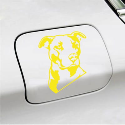 Bumpersticker - Pitbull  - 13 X 11 - Geel