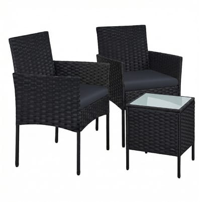 SONGMICS - Tuinset - PE-Polyrattan Loungeset - Tafel en 2 Stoelen - Voor Buiten Terras Tuin