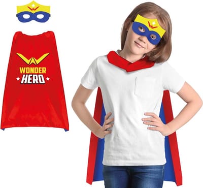 Fiestas Guirca - Verkleedset Wonder Hero (blauw/ rood/ geel) - 70 cm - Carnavalskleding - Carnaval - carnavalskleding 2027 - Carnaval kostuum