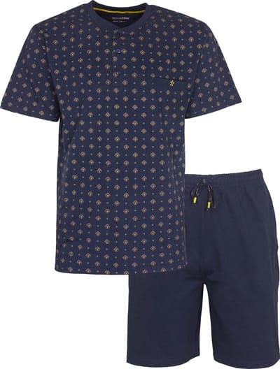 Paul Hopkins Heren Shortama - Polo Sluiting - Pyjama Set - Donkerblauw - Maat XXL