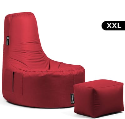 Casacomfy – Gamer XXL – Zitzak met Voetenbankje – Rood – Waterbestendig