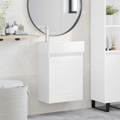vidaXL - Badkamermeubel - met - kraan - Wit - 45,5 - x - 22,5 - x - 84 - cm