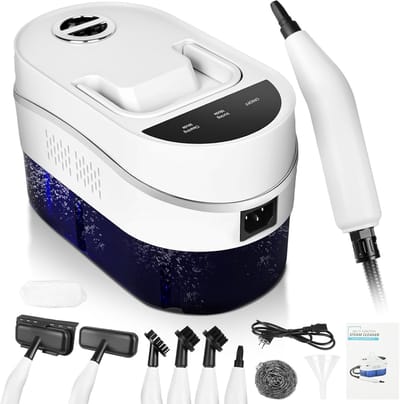Stoomreiniger - stoomdruk: 3,5 bar, Opwarmtijd: 15 s, Vermogen: 2500 W, tank: 1,2 l, hogedruk-stoomreiniger met 8 accessoires voor keuken, auto, thuis, kantoor, blauw licht, antibacterieel