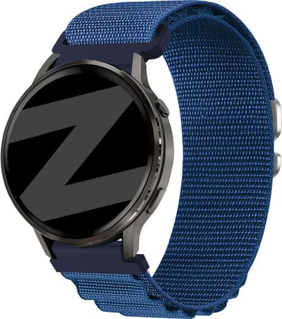 Bandz Nylon bandje 'Alpine' (22mm) - Geschikt voor Garmin Vivoactive 4 / Garmin Venu 2 / Garmin Venu 3 / Garmin Forerunner 255 / Garmin Forerunner 265 / Garmin Forerunner 570 - 47mm / Garmin Venu 4 - 45mm - Blauw