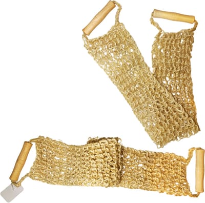 green-goose Rugscrubber Sisal Bamboe - 2 Stuks - Natuurlijke Rugspons - Rugschrobber - Biologisch Afbreekbaar