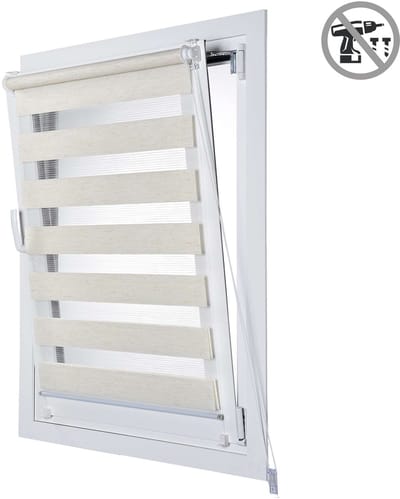 Storesdeco - EasyFix Duo rolgrodijnen, rolgordijn zonder boren, Linnen, 45x180 cm