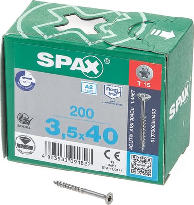 SPAX 0197000350403 R 88091 Senkkopf T-STAR TG Houtschroef 3.5 mm 40 mm T-STAR plus 88091 RVS A2 200 stuk(s)