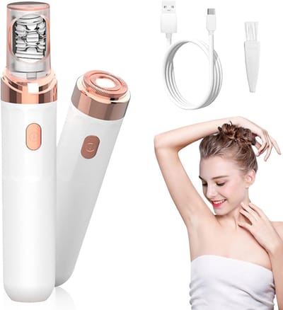 Epilator voor het gezicht van vrouwen - Pijnloze ontharing - voor gezicht, wenkbrauwen, bovenlip, kin, armen en oksels - Elektrische ontharingsepilator voor thuis en op reis - draagbaar en oplaadbaar via USB - wit