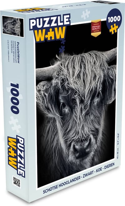 Puzzel Schotse hooglander - Zwart - Koe - Dieren - Legpuzzel - Puzzel 1000 stukjes volwassenen