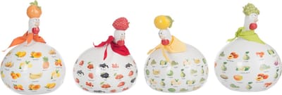 J-Line Kip Fruit Keramiek Mix Large 16X15X21Cm Assortiment Van 4