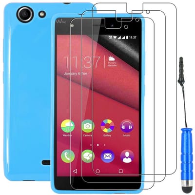 ebestStar - Hoes geschikt voor Wiko Pulp 4G, Beschermhoes Siliconen Schokbestendig, Dun en Flexibel + Mini Stift +3 Kunststofffolies, Blauw
