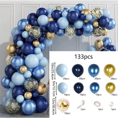 60 stuks Donkerblauwe en witte ballonnen Feestdecoratie Ballon Confetti Ballon Lint Set Geschikt voor Verjaardagen, Themafeesten, Other