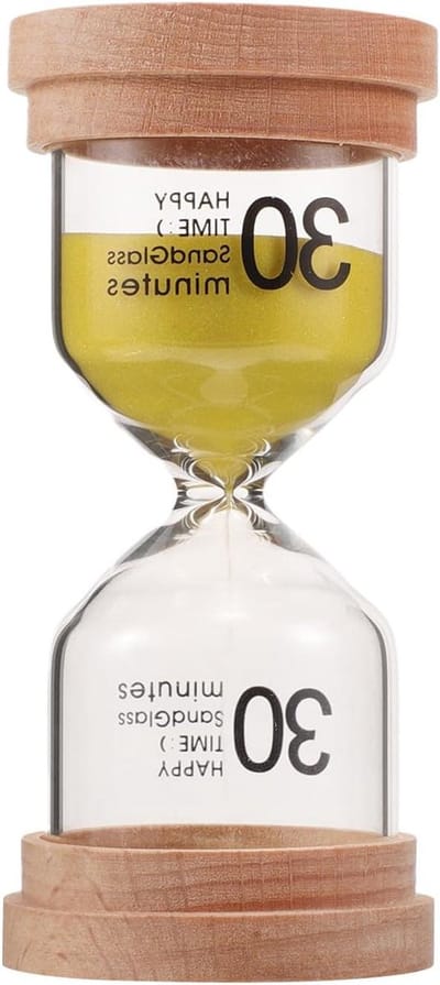 Glazen Zandloper - Houten Timer - Keuken Gebruik - Stijlvol Decor - 97 cm Hoog - Khaki