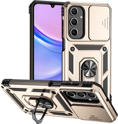 Coverup Hoesje - Geschikt voor Samsung Galaxy A16 Hoesje - Coverup Ring Kickstand Back Cover met Camera Shield - Goud
