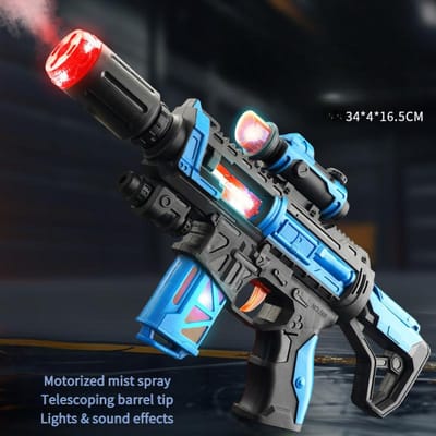 Realistische Elektrische Speelgoedpistool Mist Spray Vibratie Blaster met LED Licht Gel Geluidseffecten Rollenspel Speelgoed Verjaardagscadeau voor Tieners blauw
