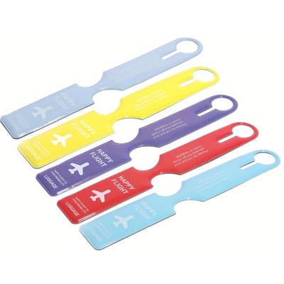 Lot de 5 étiquettes d'embarquement pour bagages en PVC, protection de l'environnement, étiquette nominative anti-perte, et étiquette de bagage pour enfants Mi yellow