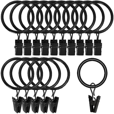 40 Stuks Gordijnringen Set Met Douchegordijnclips - Zwarte Metalen Gordijnroede Hangers - Universeel Geschikt Voor Alle Gordijntypes
