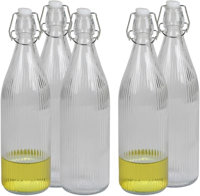 Urban Living Beugelfles/Weckfles - 10x - transparant glas - luchtdicht - 1 liter - waterfles