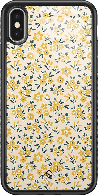 Casimoda® hoesje - Geschikt voor iPhone Xs - Yellow Garden - Luxe Hard Case Zwart - Backcover telefoonhoesje - Geel
