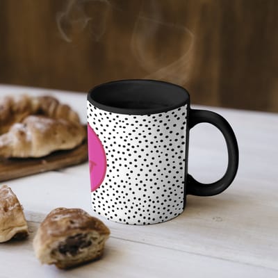 Magische Mok - Foto op Warmte Mokken - Koffiemok - Smiley - Roze - Stippen - Magic Mok - Beker - 350 ML - Theemok