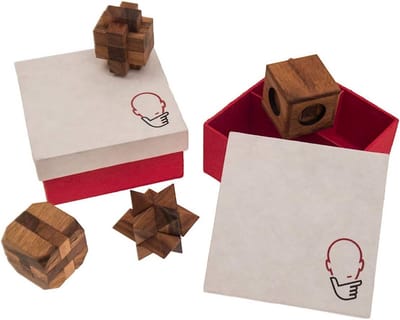Houten Puzzelspellen Geschenkdoos - Denk- en Geduldspellen voor Volwassenen en Kinderen