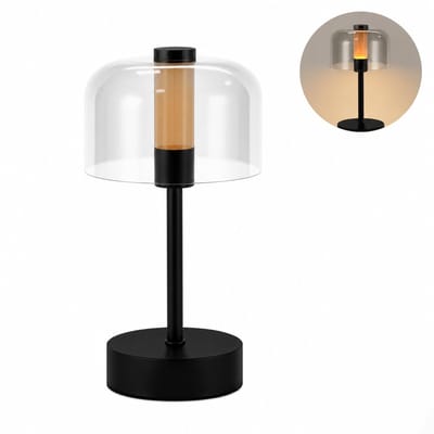 Ryoudavell - Draadloze LED Sfeerlamp en Tafellamp - Moderne Dimbare Touch LED Lamp voor Restaurant en Woonkamer - IP54 Waterproof Oplaadbaar Nachtlampje - Luxe Restaurantgordijn Sfeerverlichting Tafellampen voor Slaapkamer Terras en Hotel - Zwart