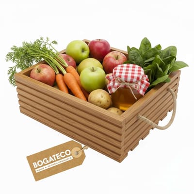 BOGATECO Houten kist Natuur 40x35x14,5 cm Houten kist Decoratie Houten doos Fruitkist Groentekist Houten kist voor opslag Opbergdoos Kist Hout Cadeau Decoratie Wijnkist LICHTBRUIN