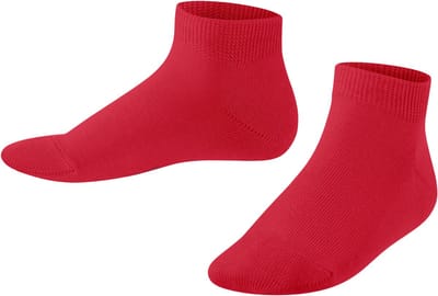 FALKE Family kort eenkleurig katoen sneakersokken enkelsokken kinderen rood - maat 31-34
