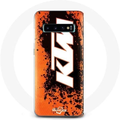 Hoesje voor Samsung Galaxy s10 plus KTM Logo wit oranje achtergrond