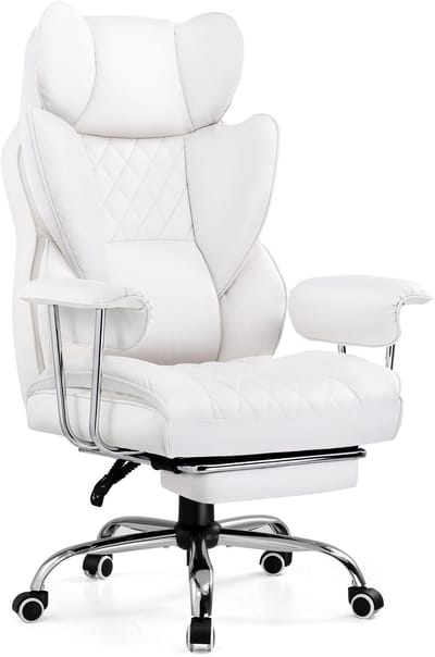 GTPLAYER - Ergonomische Gamingstoel - Met Voetensteun en Verstelbare Rug - Wit