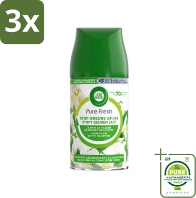 3 x Air Wick Freshmatic - Luchtverfrisser Navulling - Pure Jasmijn & Witte Bloemen - 250ml - Grootverpakking - Luchtverfrisser - Air Wick - Jasmijn - Witte Bloemen - Geurverspreider