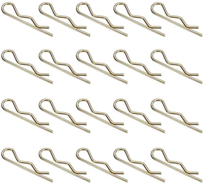 R bevestigingsklemmen, 30 stuks, 4 x 90 mm, veerstaal, verzinkt, R-clip, bevestigingsdraad, vork, bouten, cotterkit, assortiment, clips voor tractoren, aanhangers, grasmaaiers, goud