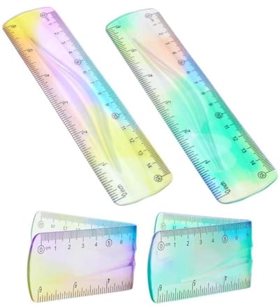 Dailygoods - 2 stuks liniaal 15 cm, flexibel, liniaal voor kinderen, liniaal flexibel met transparante kunststof linialen en kleurrijke panda, meerkleurige balpen voor school, kantoor, leren tekenen