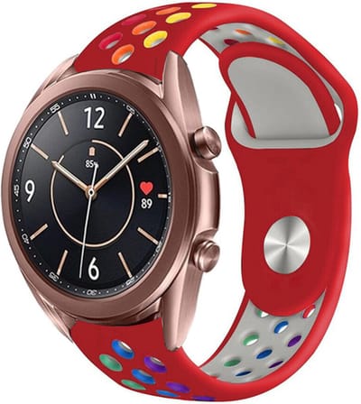 Strap-it Smartwatch bandje sport - geschikt voor Samsung Galaxy Watch 3 41mm / Galaxy Watch 1 42mm / Galaxy Watch Active & Active2 40mm & 44mm / Gear Sport - rood/kleurrijk