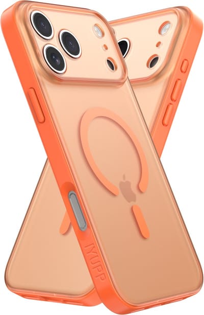 IYUPP Hoesje Geschikt voor iPhone 17 Pro / 18 Pro Hoesje - Geschikt voor MagSafe - Shockproof Back Cover - Oranje Transparant